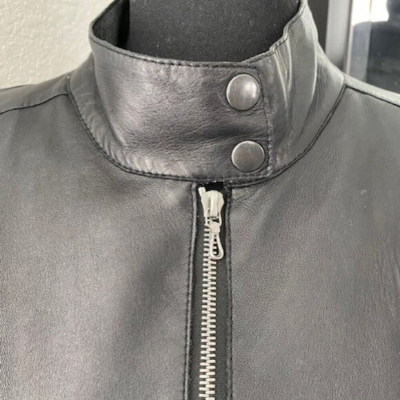 JOHN CARLISLE Black Leather Moto Jacket Coat Medium - Picture 8 of 14